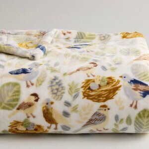 The Big One Plush Throw Blanket - Bird and Leaf Design - Spring - Nature